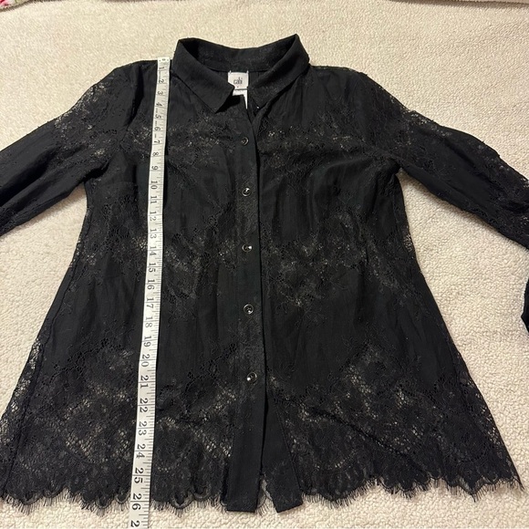 Cabi Black St. Regis Lace Button Front Blouse - Picture 6 of 9